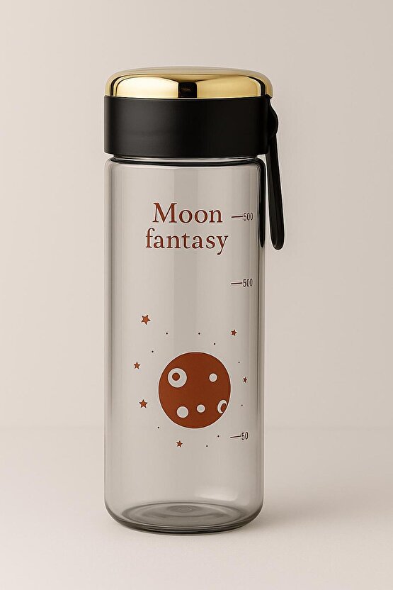 Moon Fantasy SİYAH Su Matara Şişesi – 400 ml Çevirmeli Kapaklı Taşınabilir