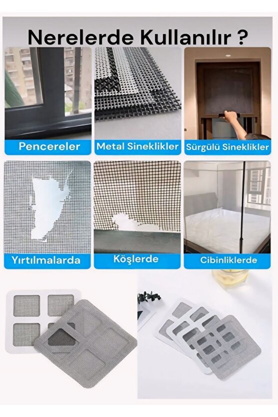 Yapışkanlı Tül Sineklik Tamir Yaması, Sineklik Yırtık Tamiri 40 Parça