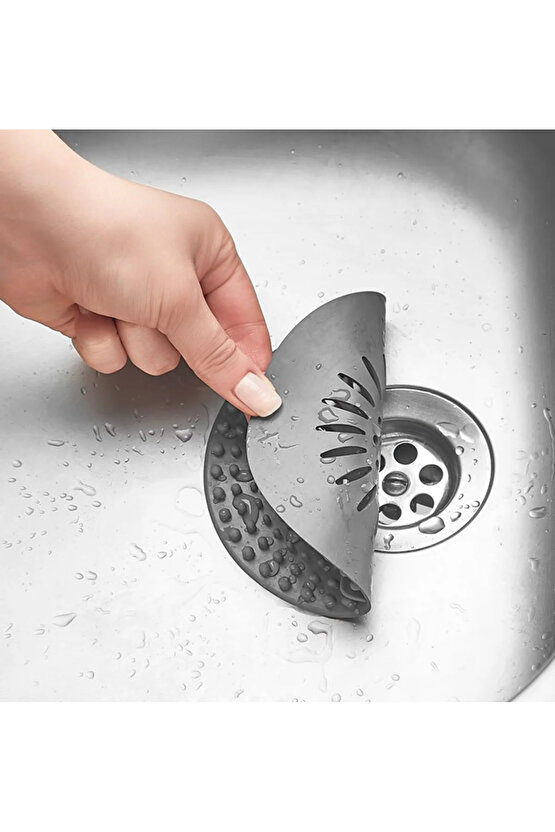 Yuvarlak Silikon Lavabo Tıkacı ve Süzgeci Paslanmaz Evye Süzgeç 2Li Takım