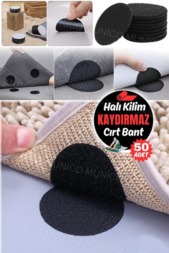 50 Adet Halı ve Kanepe İçin 50 Adet Kaydırmaz Çift Taraflı Halı Yapışkanlı Bandı - Siyah Çırtçırtlı