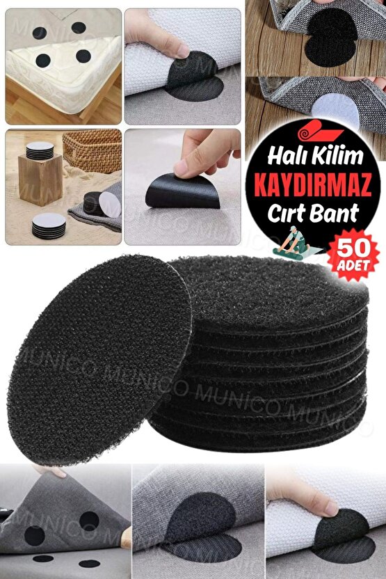50 Adet Halı ve Kanepe İçin 50 Adet Kaydırmaz Çift Taraflı Halı Yapışkanlı Bandı - Siyah Çırtçırtlı