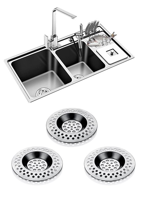 3li Metal Mutfak Lavabo Süzgeci Paslanmaz 3 Adet Evye 7 CM Çelik 3 TR Evet Elde yıkanmalıdır.