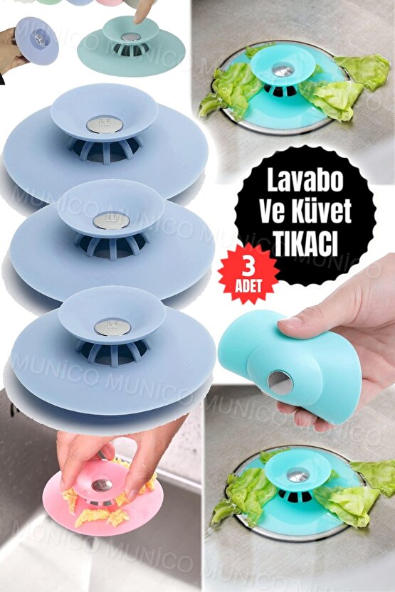 3 Adet Silikon Küvet Lavabo Banyo Tıkacı Süzgeçi Gider Tıkacı Tıkaç Evye Tıpa Süzgeç Tüm Lavabolara