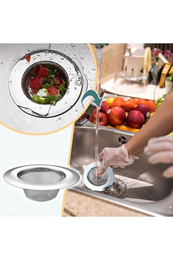 Paslanmaz Çelik Mutfak Lavabo Süzgeci Evye 7 Cm Metal 1 Parça TR