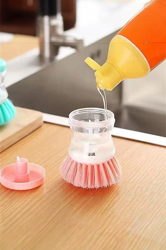 Sıvı Deterjan Hazneli Kolayca Bulaşık Yıkamak I?çin Fırça Bulaşık Fırçası 8,5 Cm 2 Adet
