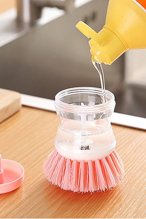 Sıvı Deterjan Hazneli Kolayca Bulaşık Yıkamak I?çin Fırça Bulaşık Fırçası 8,5 Cm 2 Adet