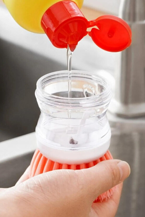 Deterjan Hazneli Kolay Bulaşık Yıkama Lavabo Tezgah Tabak Tencere Tava Temizleme Fırça ve Tencere Ta