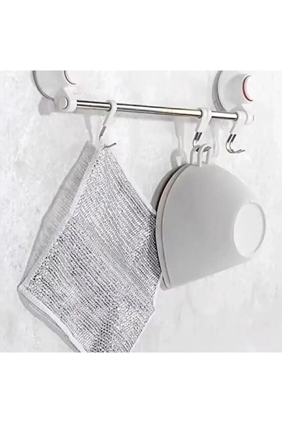 3 Adet Ince Telli Bulaşık Bezi Yag Ve Kir Sökücü Bez Tel Çizmez Bulaşık Teli Çelik Bez 20x20