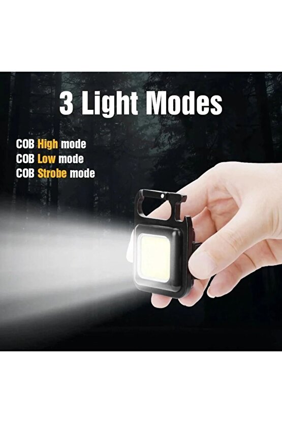 Mini El Feneri Led Mıknatıslı, Ayaklı, Anahtarlıklı Kamp, Acil Durum 800 Lümen 30 Cob