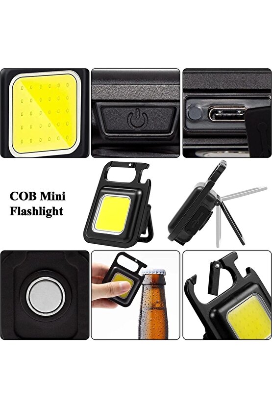 Ultra hafif Şarj Edilebilir Led, Anahtarlık El Feneri, Mıknatıslı Fener, Kamp Aydınlatma ,cob Ledli