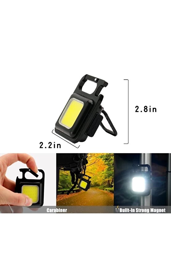 Ultra hafif Şarj Edilebilir Led, Anahtarlık El Feneri, Mıknatıslı Fener, Kamp Aydınlatma ,cob Ledli