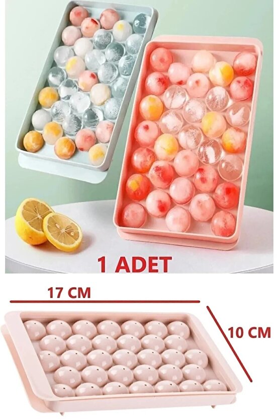 Küre Buz Kalıbı Kapaklı 33 Hazneli Yuvarlak Buz Kalıbı Kokteyl Sunum Buz Kalıbı