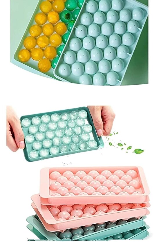 Küre Buz Kalıbı Kapaklı 33 Hazneli Yuvarlak Buz Kalıbı Kokteyl Sunum Buz Kalıbı