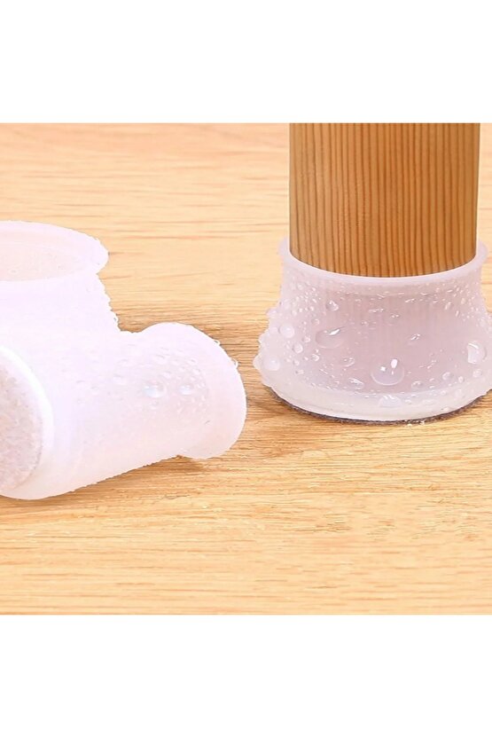 1 Adet Beyaz Silikon Masa Sandalye Koruyucu Kaydırmaz Zemin Ayak Altı Pabuç