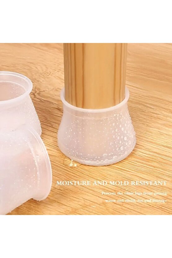 24 Adet Masa ve Sandalye Ayak Koruyucu Beyaz Silikon Sessiz Tip Zemin Koruyucu
