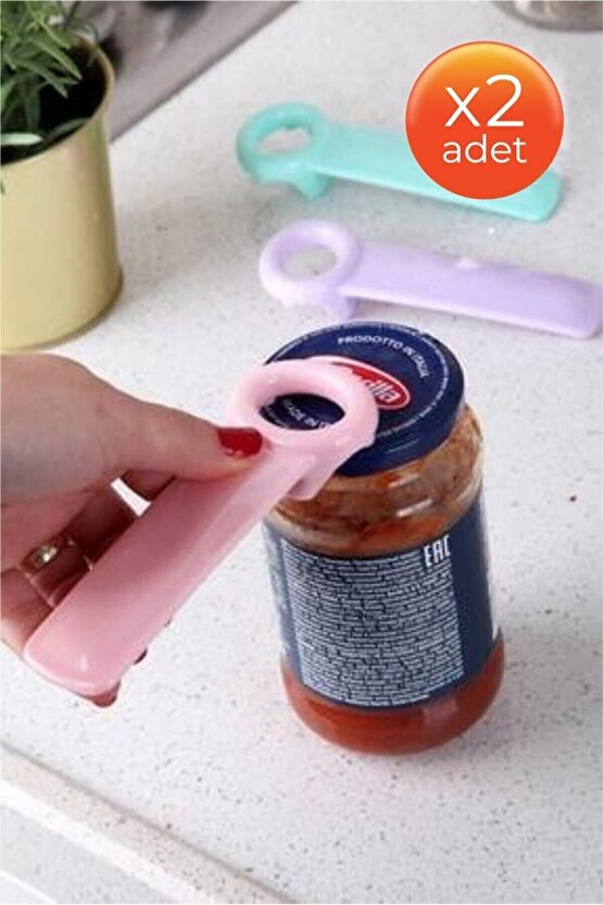 2 Adet Sert Plastik Kavanoz Açma Aparatı & Pratik Renkli Açacağı Gazoz Kapağı Açacağı