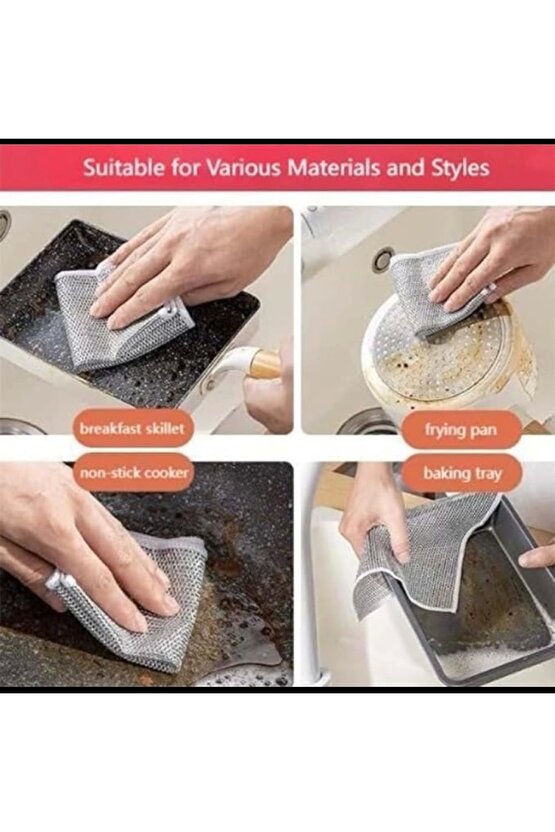 Ince Telli Tek Kat Bulaşık Bezi Yağ Kir Sökücü Bez Tel Çizmez Bulaşık Teli Naylon Ovma