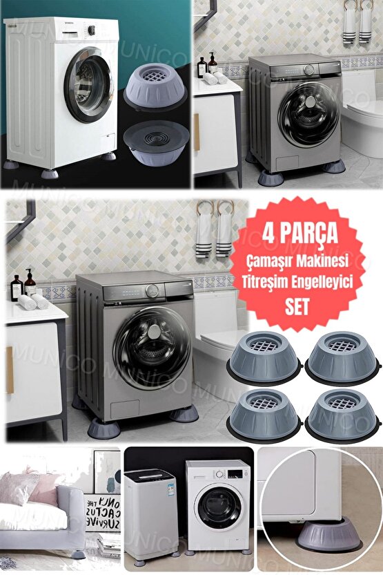 Çamaşır Makinesi Stoper Pedleri 4 Parça Titreşim Önleyici Kauçuk Kaymaz Titreşim Engelleyici Pedler