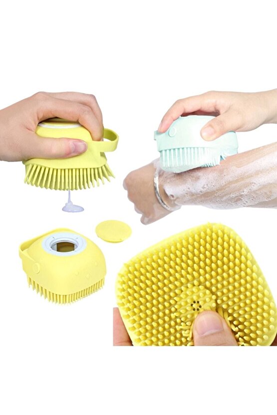 Fırsat Ayı Şampuan Hazneli Silikon Peeling Duş Fırçası Masaj