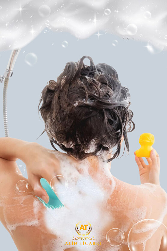 Şampuan Hazneli Silikon Peeling Duş Fırçası Yeşil