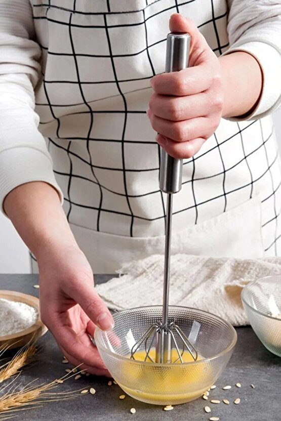 Pratik Portatif Paslanmaz Çelik Basmalı Otomatik Çırpıcı Süt Kahve Ayran Köpürtücü Manuel Mikser