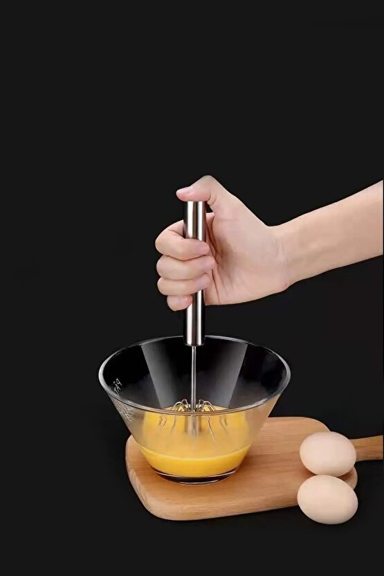 Pratik Portatif Paslanmaz Çelik Basmalı Otomatik Çırpıcı Süt Kahve Ayran Köpürtücü Manuel Mikser