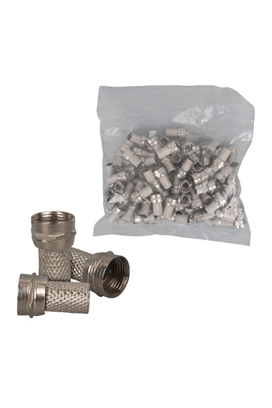 PM-683 F Konnektör RG6U4 Uydu Anten Kablo Uyumlu Çevirmeli Vidalı Tip (100lü Paket)