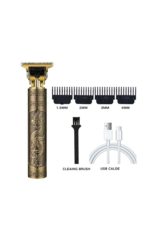 Metal Usb Şarjlı Ense Çizim - Saç Sakal Kesme Traş Makinesi (4434)