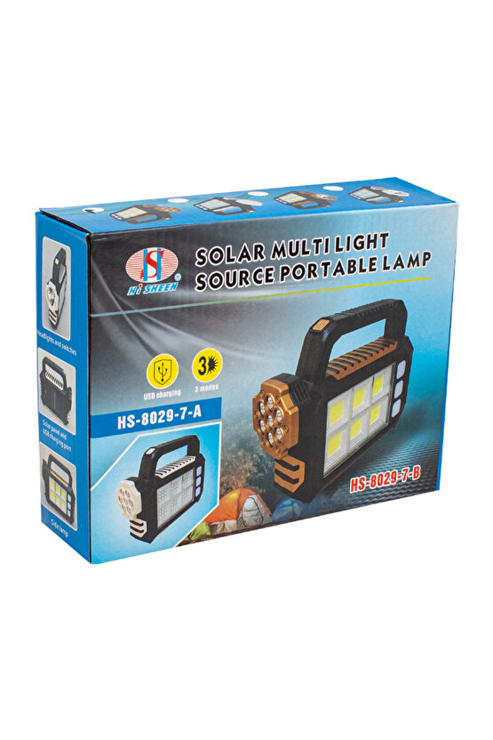 HS-8029-7-A 3 Modlu 54 Smd Ledli Taşınabilir Solar Lamba
