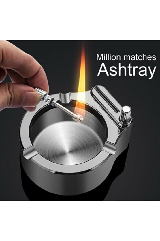 Retro Metal Çok Amaçlı Çakmaklı Modern Gümüş Küllük