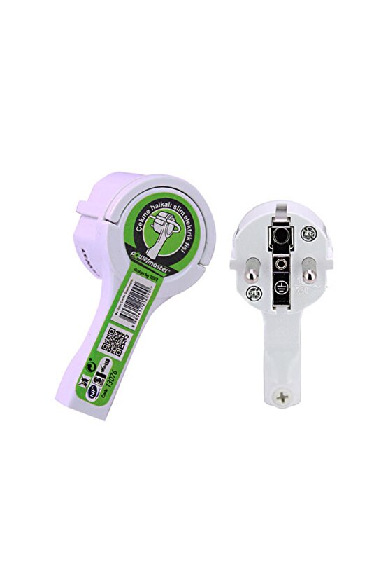 CEKME HALKALI SLİM ELEKTRİK FİSİ --BEYAZ-- (UPS GİRİSLİ) TOPRAKLI