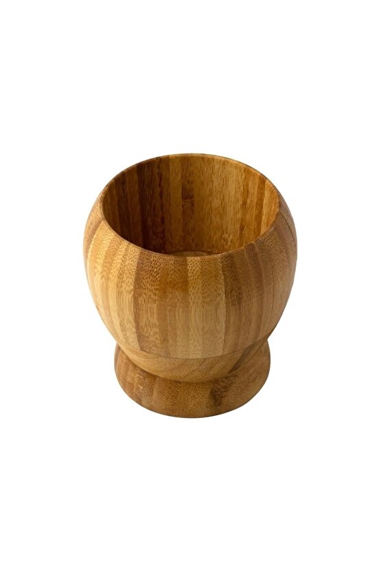 Doğal Bambu Ahşap Sarımsak Ezeceği Havan Orta Boy Bambu Ahşap Sarımsak Ezeceği