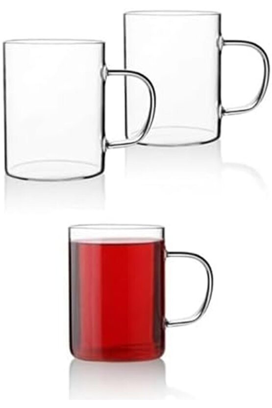 xesha 3 Adet Borosilikat ısıya Dayanıklı Termisil Cam Kupa Bardak Çay Kahve Bardağı 978262