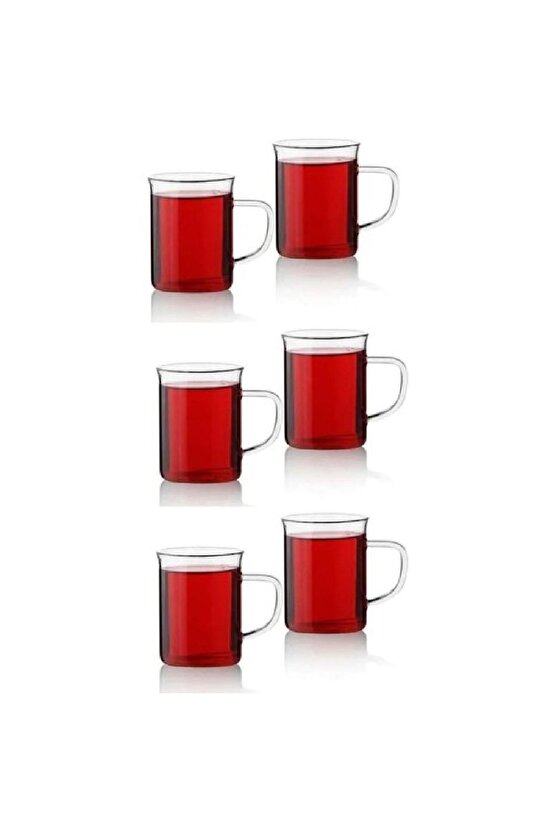 6 Parça 6 Adet Borosilikat Isıya Dayanıklı Termisil Cam Kupa Bardak Fma08432 Cam Beyaz Çay Bardağı