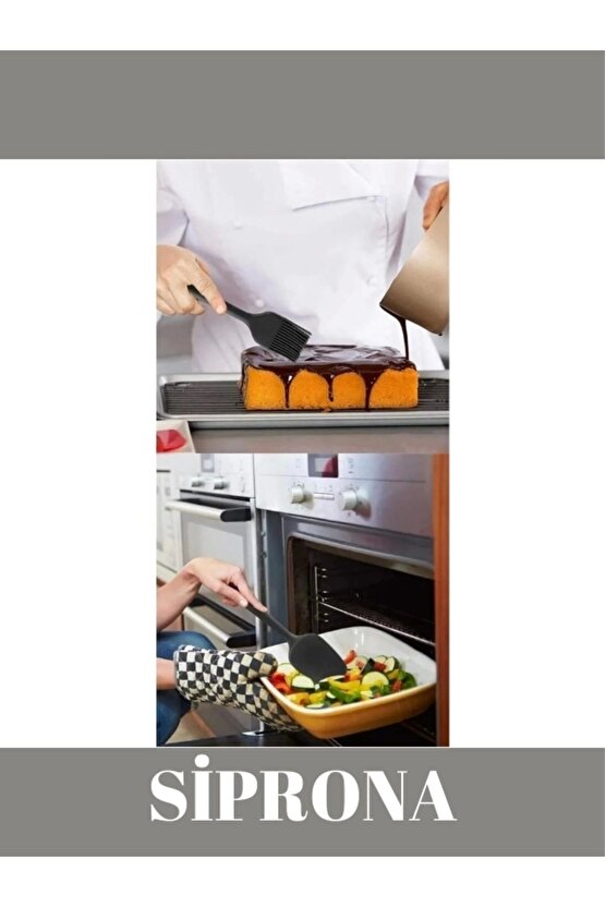 Yanmaz Yapışmaz Silikon 6lı Pasta, Yumurta Fırçası, Kaşık Bıçak, Spatula Mutfak Seti