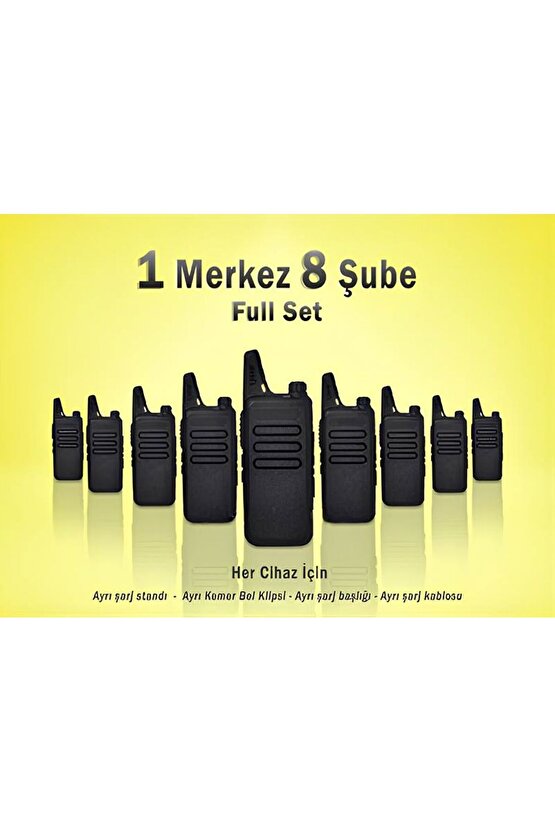 Çaycı Telsizi 1 Merkez 8 Şube +Kulaklık Full Set