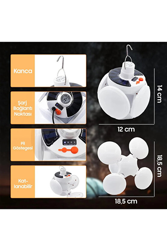 Güneş Enerjili Şarjlı Enerji Tasarruflu Katlanabilir Acil Durum Lambası