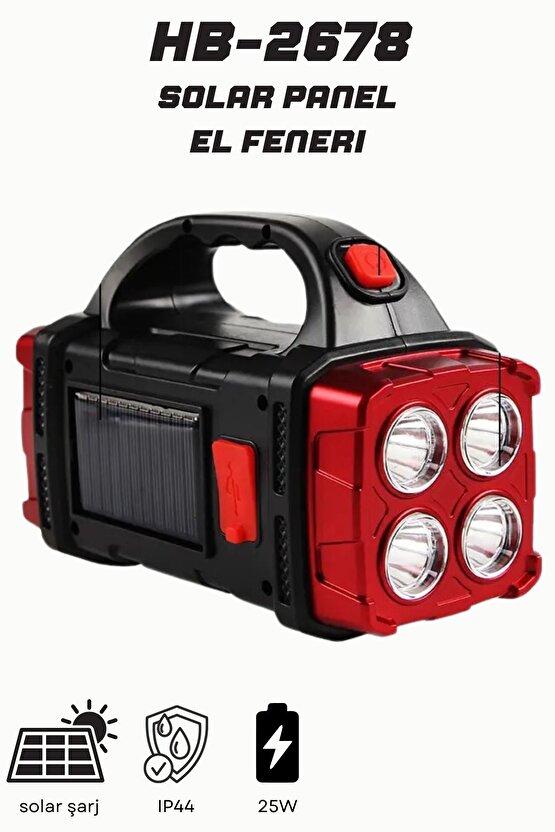 Güçlü güneş LED ışıkları el feneri paneli harici  kamp yürüyüş USB şarj edilebilir el feneri