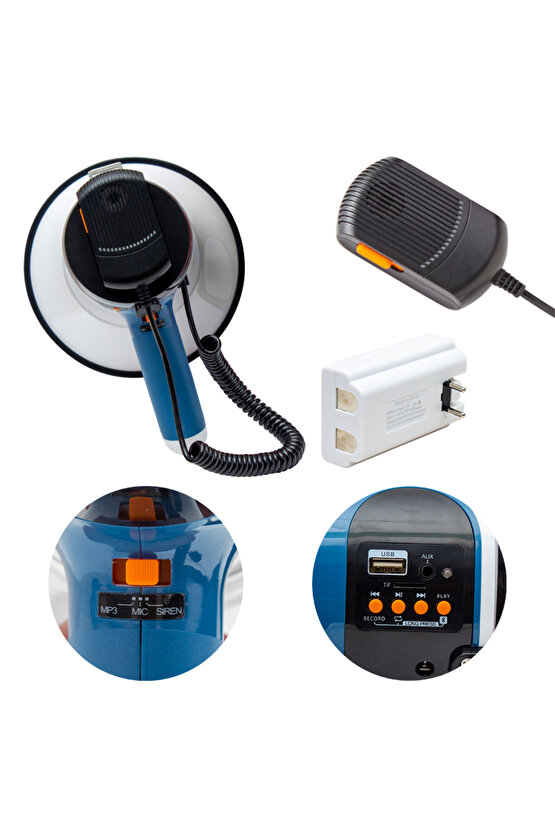 Büyük Boy Profesyonel Bluetooth Destekli Megafon USB AUX SD Kartlı 100 Watt ZEM65-F547