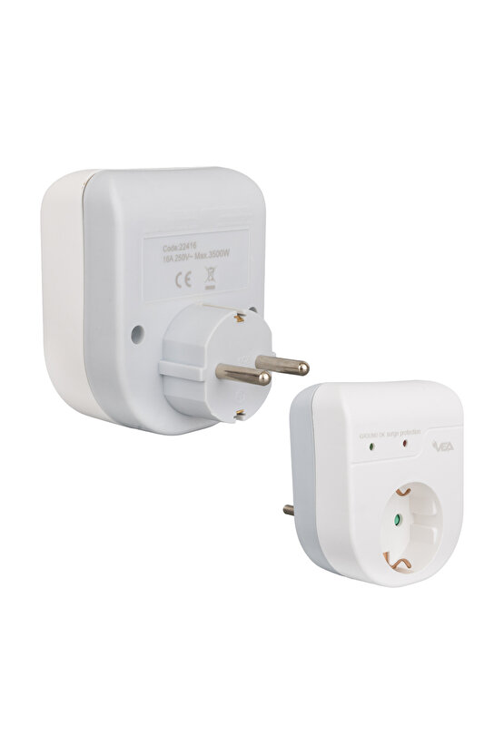 Mlvx Vea Ve-22416 16 Amper - 3500 Watt Led Göstergeli Tekli Akım Korumalı Priz Mlv Blsm