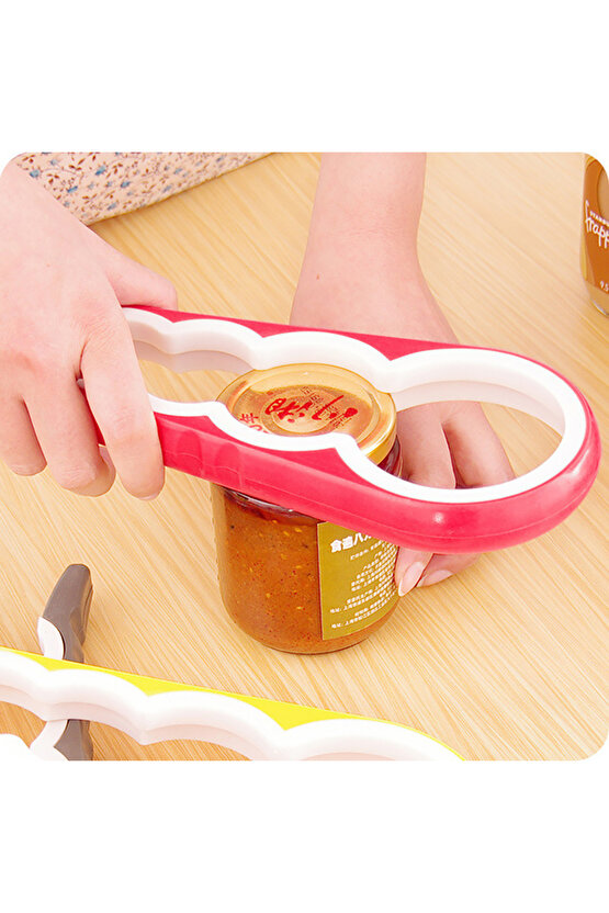 Konserve Kavanoz Şişe Açacağı Kavanoz Kapağı Açma Aparatı 4 Boy Soslar ve Plastik Şişeler İçin Açıcı