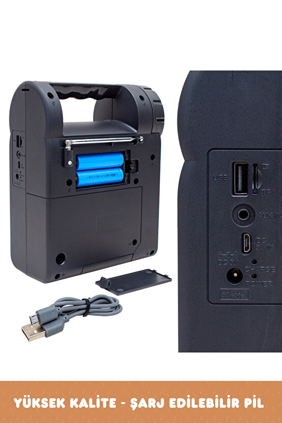 Usb  Sd  Fm Bluetooth Destekli Denerli Taşınabilir Radyo Ses Bombası Hoparlör