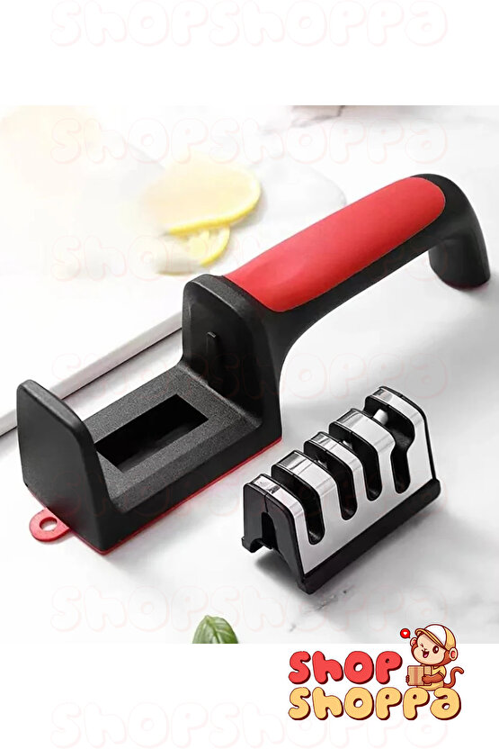 Paslanmaz Çelik Bıçak Satır Bileme Aparatı, Tutmalı Güvenli Çok Fonksiyonlu 3 Aşamalı Bileyici