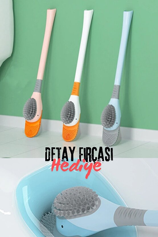 2li  Plastik Slikon Tuvalet Temizleme Fırçası Wc Fırçası Klozet Fırçası Detay Fırçası Dahil