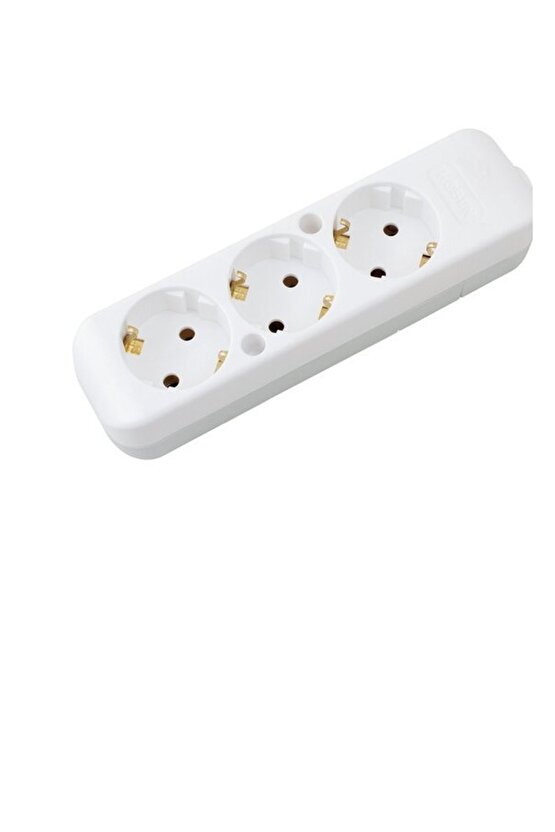 Grup Priz Flash Beyaz 3’lü Topraklı Priz Klemensli Kordonsuz