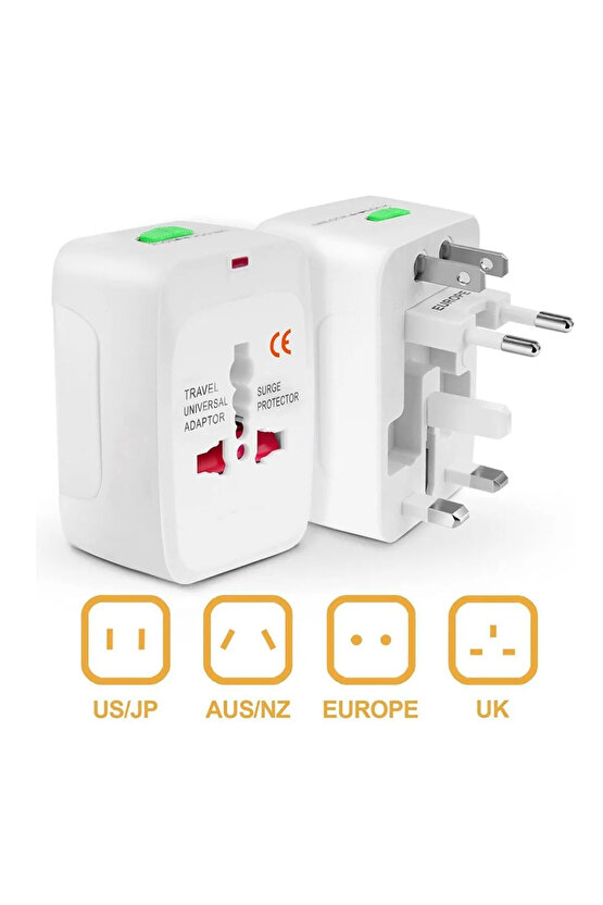 Univarsal Tüm Dünya Ülkelerine Uyumlu Fiş Çevirici Buzdolabı Telefon Şarj Düzleştirici Fiş Çevirici