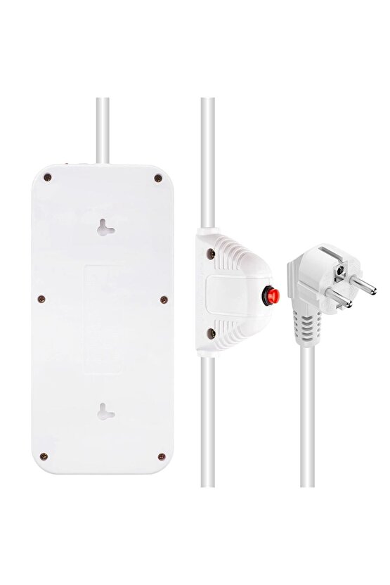 6 Topraklı Prizli 1.5 Metre Kablolu 4 Usb Girişli Beyaz Akım Korumalı Priz