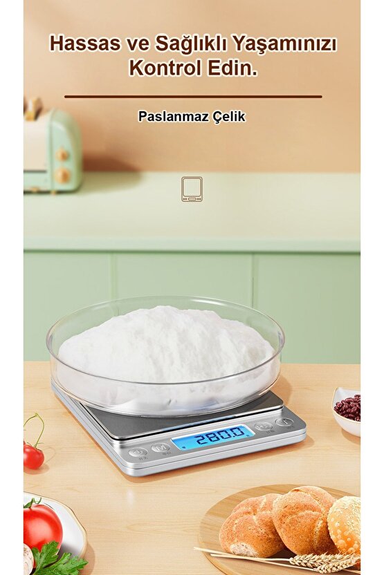 G Kg Lb Oz Ml Ölçer Hassas Terazi 500 Gr Kadar Terazi