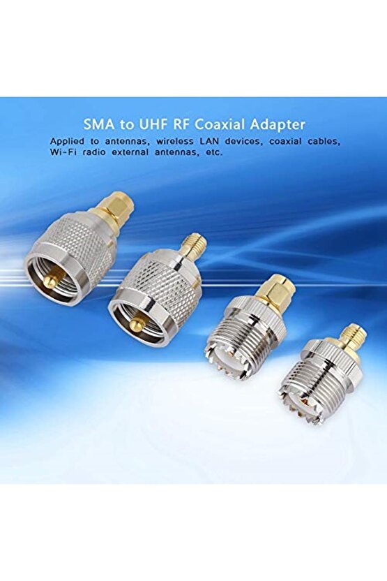 4 Kit Adaptör Konektörü, Sma - Uhf Adaptör, Erkekdişiden Sma Dişierkek Rf Koaksiyel Adaptör Kone