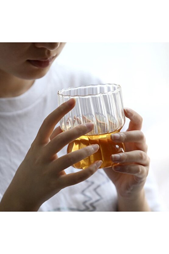 260ml Şeffaf Cam Su Bardağı Isıya Dayanıklı Kahvaltı Sütlü Dondurma Çay Fincanı Kahve Kupası